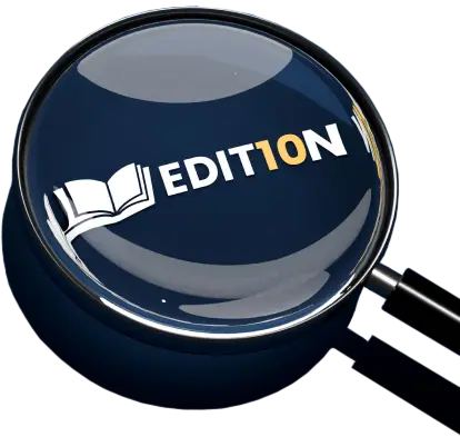 Magnifying glass showing Edition 10 logo